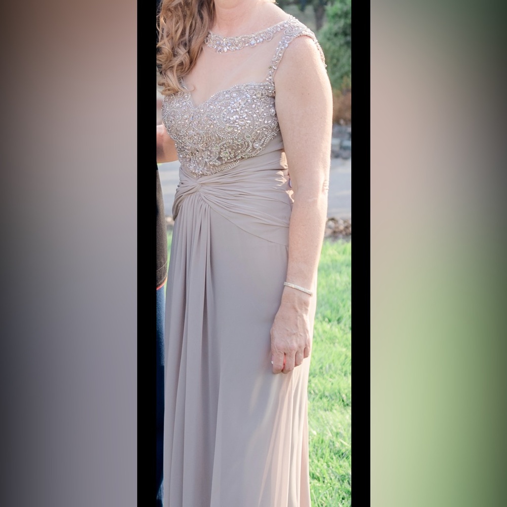 Montage by Mon Cheri Beige Sequin Dress